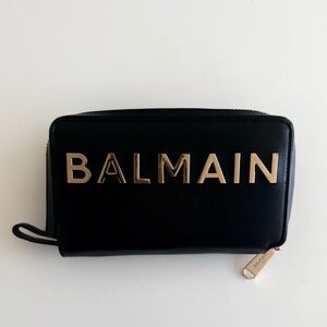 Balmain Black Leather Wallet with Gold Lettering